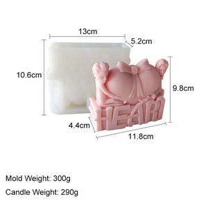 Silicone mold dimensions and weight detail for couple hugging heart candle craft