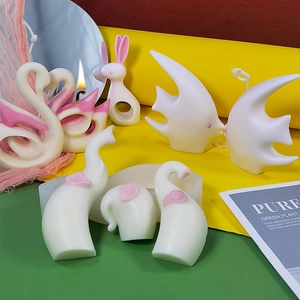 DIY silicone molds for 3D swan elephant rabbit animal shaped candles and handmade soaps