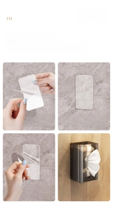 Step-by-step wall-mount installation of the translucent dark tissue box holder