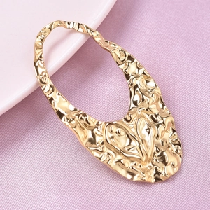 Irregular hammered gold oval pendant in 304 stainless steel for DIY jewelry making