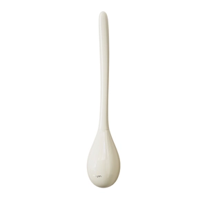 Minimalist cream toilet brush with a water-drop base and ergonomic long handle for cleaning