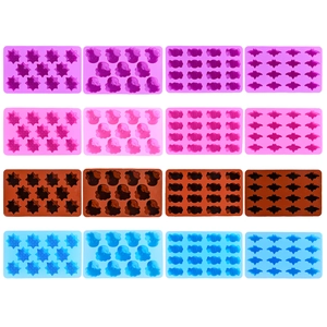 Set of 16 silicone molds with spider, ghost, candy, and bat shapes for DIY baking