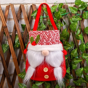 Christmas gnome gift bag made of knitted plush fabric for candies and party decorations