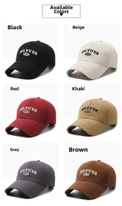 Detailed grid view of six baseball caps in various colors with NO.YUYA embroidery detail