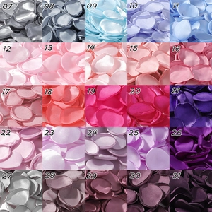 Grid layout showcasing 25 vibrant colors of silk rose petals with numbered codes