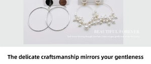 Detail of elegant pearl cluster earrings and silver hoops on white 925 silver needle cards