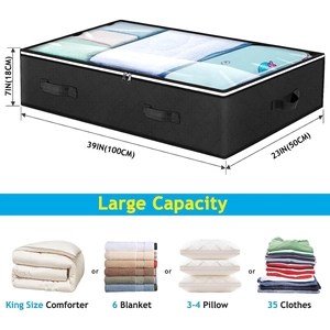 Large capacity black underbed storage bag with dimensions and 4 storage solutions