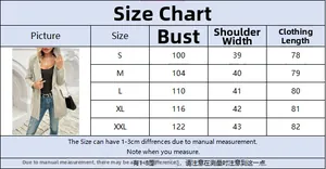 Detailed size chart for women's hooded utility jacket with measurements in centimeters