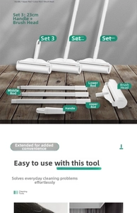 Three adjustable lengths for long-handle pet hair lint roller on wooden floors