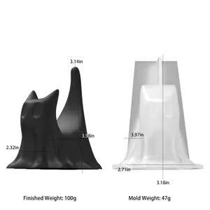 Spookkat siliconen mal voor DIY handwerk met afmetingen en gewichtsinformatie 100g