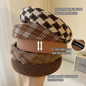 Retro padded headbands in houndstooth and woven brown fabric styles for a vintage look