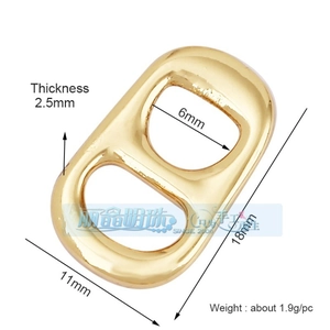 Detailed view of 18x11mm gold oval connector buckle for DIY jewelry and bracelets