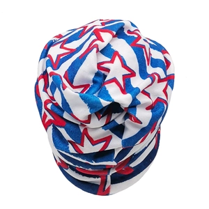 Star pattern headwear with American flag elements and breathable microfiber fabric