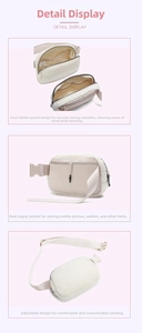 Detailed view of fleece belt bag with hidden back pocket and adjustable strap buckle