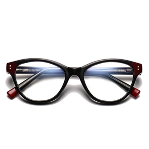 Fashion cat-eye anti-blue light glasses with retro black and red frame design