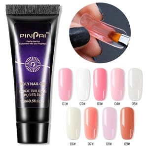 15ml poly nail gel kit for quick building with nine colors and UV LED curing display
