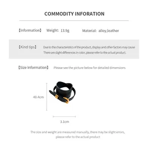 Size guide for faux leather bracelet showing length 40.4cm and width 3.1cm dimensions