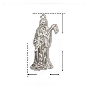 Detailed size chart of stainless steel reaper pendant showing 29mm height and 11mm width
