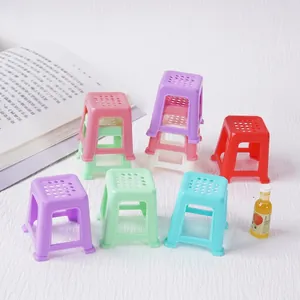 Miniature Plastic Stools Dollhouse Furniture Colorful ABS Simulation Stool Model Micro Scene Decor Accessories Toy Props