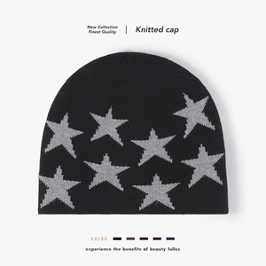 Bonnet En Tricot À Motif D'Étoile Avec Doublure Polaire Chaude Fausse Fourrure De Lapin Bonnet D'Hiver Pour Hommes Et Femmes