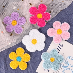 Sun Flower Embroidery Patches Chenille Iron On Appliques For DIY Clothing Bag Decor Colorful 3D Fabric Accessories