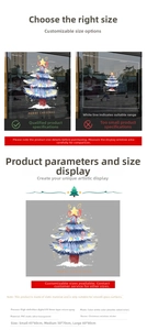 Detailed chart showing PVC static Christmas window stickers in three available sizes