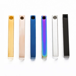 DIY 5x40mm stainless steel vertical bar pendants in gold, blue, rainbow and black