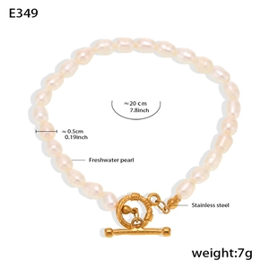 Baroque freshwater pearl bracelet with gold stainless steel OT clasp and size details