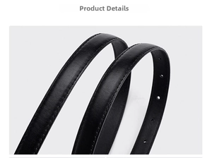 Detail of black leather belt featuring reinforced stitching and multiple adjustment holes