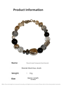 Detailed specs of Crystal Beaded Heart Bracelet with Hematite and Acrylic beads