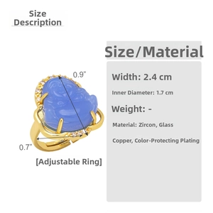 Size guide for Buddha ring with dimensions 2.4cm width and 1.7cm inner diameter