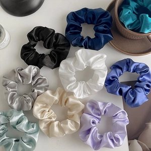 Premium multi-color satin scrunchies set with silky luster finish and high elasticity
