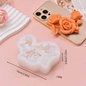 Detailed view of rose flower silicone mold with dimensions 10cm diameter for DIY baking