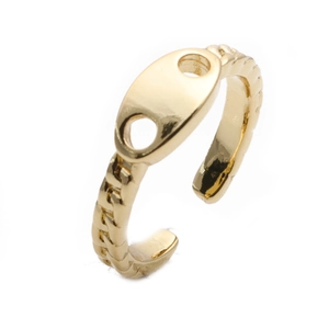 Adjustable Open Ring Copper Zircon Pig Nose Shape Coffee Bean Link Chain Texture Minimalist Finger Jewelry For Women