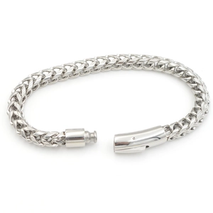 Wheat Chain Bracelet Stainless Steel Hip Hop Punk Style Unisex Braided Metal Jewelry