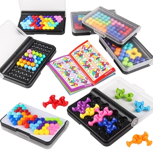 3D IQ Logic Puzzle Game For Kids Adults 120 Challenges Portable Travel Board Game Brain Teaser Educational Toy Multicolor Plastic Beads Arrows XO Shapes