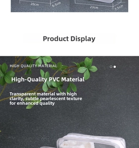 Detailed size specifications of the clear PVC waterproof toiletry bag with white zipper