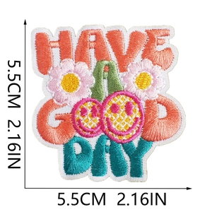 Colorful Have a Good Day embroidered patch 5.5cm for bag and clothing decoration