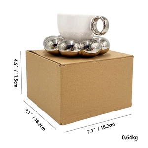 Ceramic sunflower coffee cup set with dimensions 18.2x11.5cm and weight 0.64kg