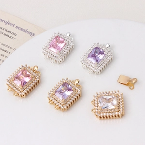 Luxe zircon rectangular clasps in pink, purple, and white for DIY jewelry making