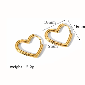 Detail showing 18mm x 16mm gold heart-shaped earrings with size and weight specs