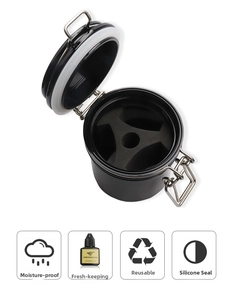 Black airtight eyelash glue storage jar with foam insert and sealing silicone ring