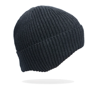 Winter thermal knit beanie hat with rib-knit pattern and windproof thick folded cuff