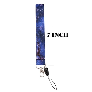 Detail of 7-inch starry sky pattern lanyard with metal hook and durable fabric