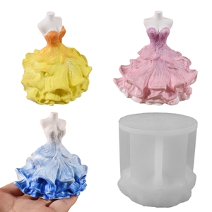 3D Wedding Dress Silicone Mold DIY Handmade Candle Resin Gypsum Gown Ornament Craft Casting Supplies