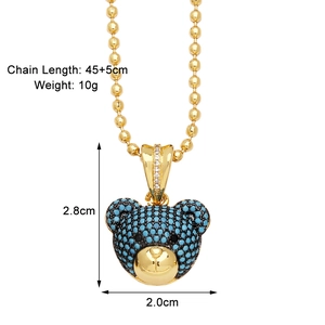 Tableau des tailles détaillé du pendentif ours avec dimensions et longueur de chaîne