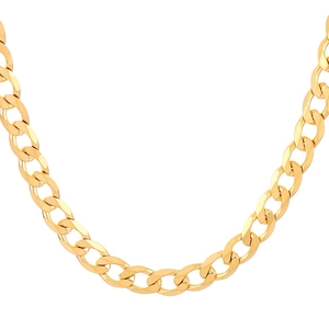 Polished gold Cuban link chain necklace for men in stainless steel with minimalist square tag