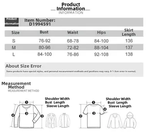 Size chart for women slim fit backless dress showing bust, waist, and hip measurements