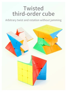 Close-up of twisted 3x3 puzzle cube showcasing smooth rotation and vibrant colors