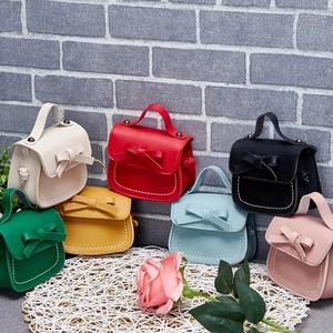 Borsa a Tracolla da Bambina Mini con Fiocco in Pelle PU Moda Coreana Borsa a Spalla Carina con Cuciture a Contrasto Regalo